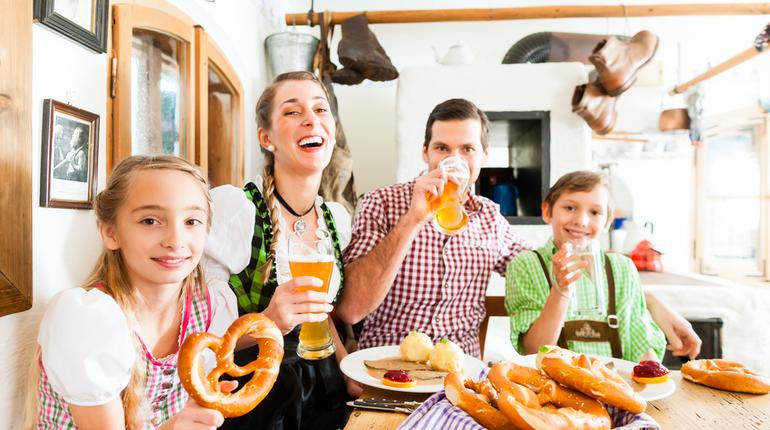 Family enjoying a traditional German meal