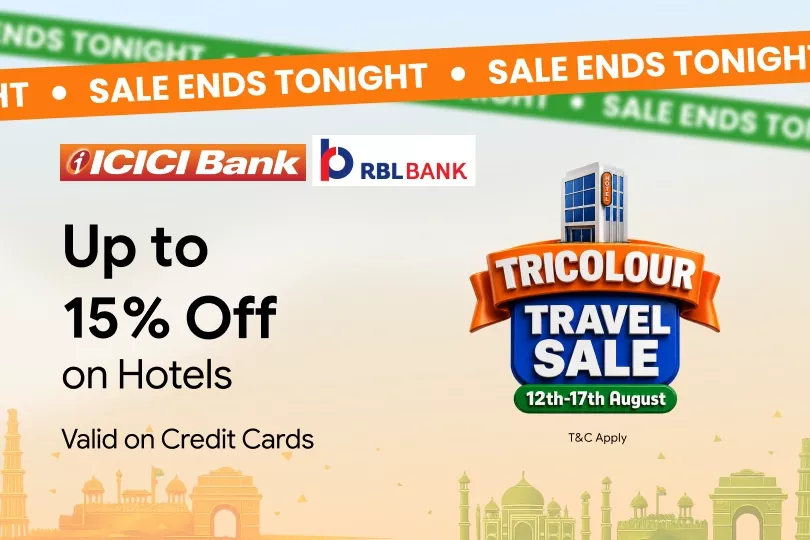 Tricolour Travel Sale: Get up to 15% Off on Hotels with Credit Cards Tricolour Travel Sale: Get up to 15% Off on Hotels with Credit Cards