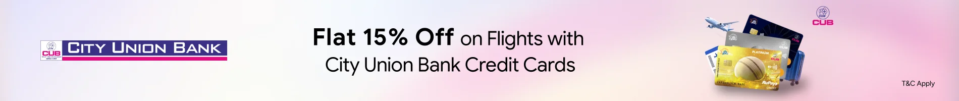 Flat 15% off with City Union Bank Credit Cards