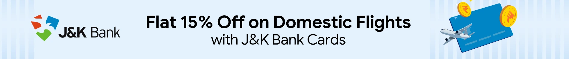 Flat 15% Off on Domestic Flights with J&K Bank Cards