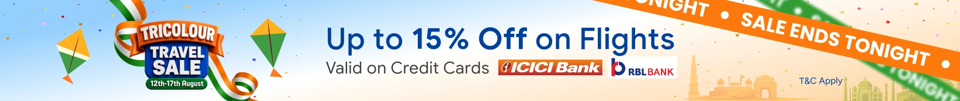 Tricolour Travel Sale: Get up to 15% Off on Flights with Credit Cards