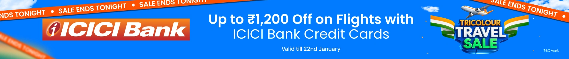 Get Up to ₹5,000 Off on Flights with ICICI Bank Credit Card