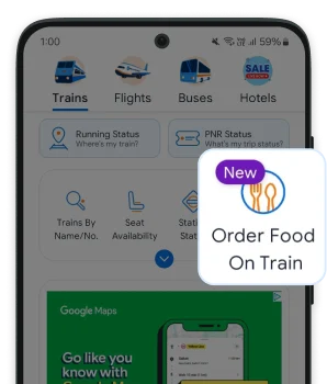 Open the ixigo Trains app. Select 'Order Food on Train' on the homepage.